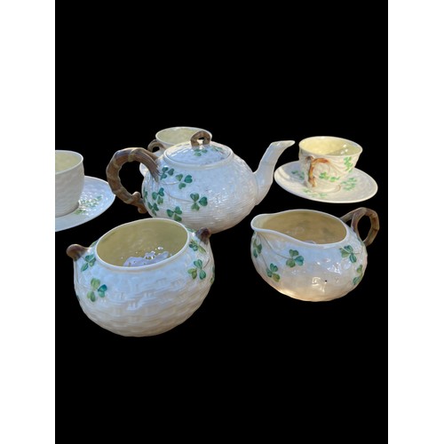 830 - AN 11 PIECE 2nd PERIOD BELLEEK TEA SERVICE