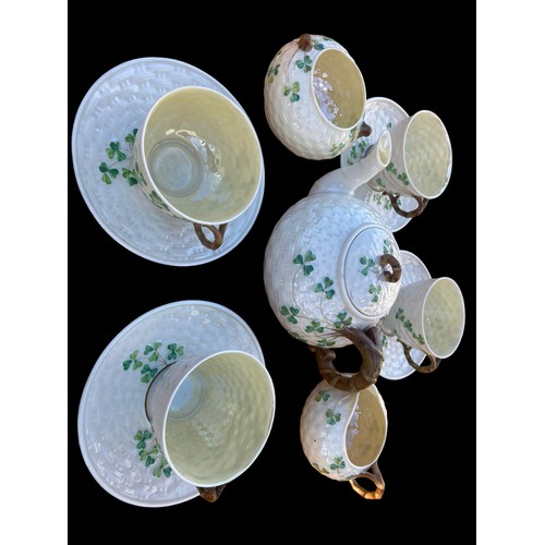 830 - AN 11 PIECE 2nd PERIOD BELLEEK TEA SERVICE