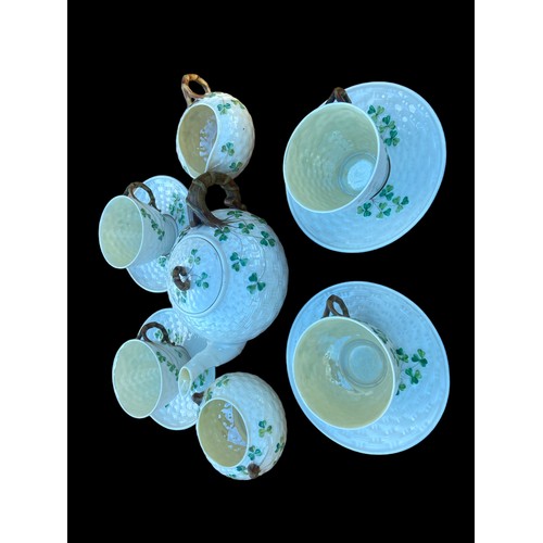 830 - AN 11 PIECE 2nd PERIOD BELLEEK TEA SERVICE