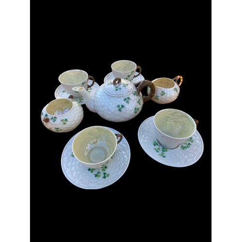 830 - AN 11 PIECE 2nd PERIOD BELLEEK TEA SERVICE