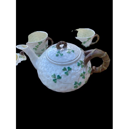 830 - AN 11 PIECE 2nd PERIOD BELLEEK TEA SERVICE