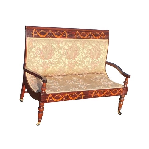 496 - A VICTORIAN INLAID 2 SEATER SETTEE