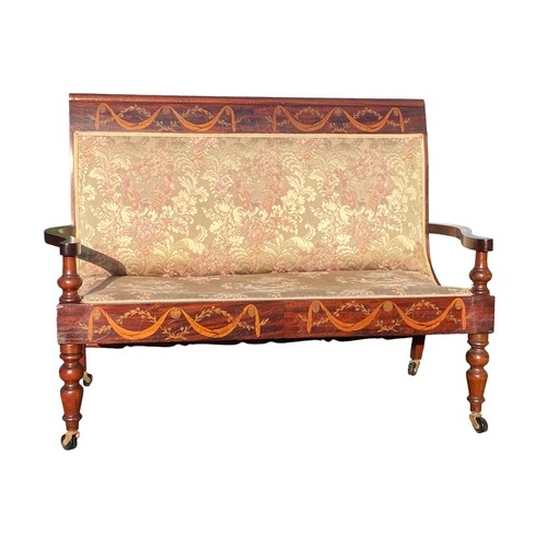 496 - A VICTORIAN INLAID 2 SEATER SETTEE