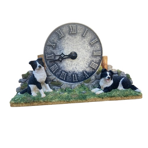 837A - A BORDER FINE ARTS STUDIOS READY & WAITING MANTLE CLOCK THE BORDER COLLIE COLLECTION