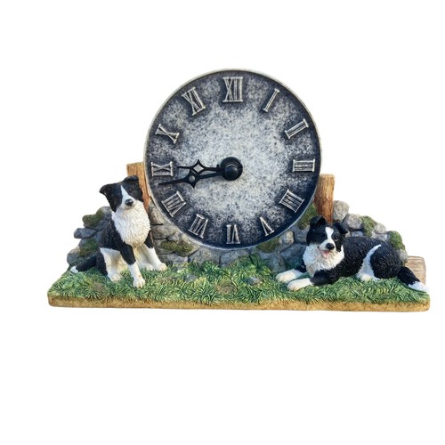 837A - A BORDER FINE ARTS STUDIOS READY & WAITING MANTLE CLOCK THE BORDER COLLIE COLLECTION