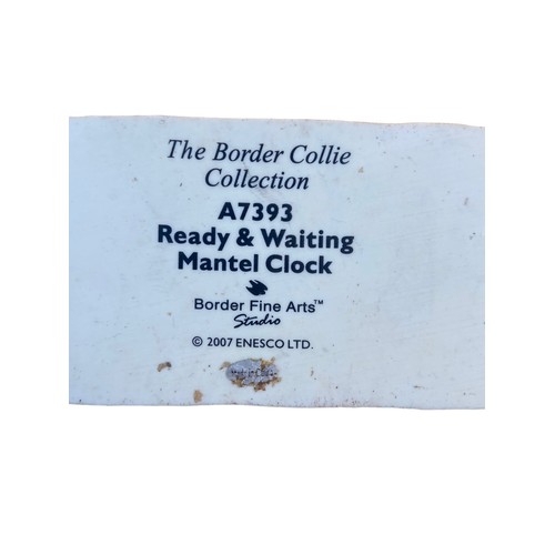 837A - A BORDER FINE ARTS STUDIOS READY & WAITING MANTLE CLOCK THE BORDER COLLIE COLLECTION