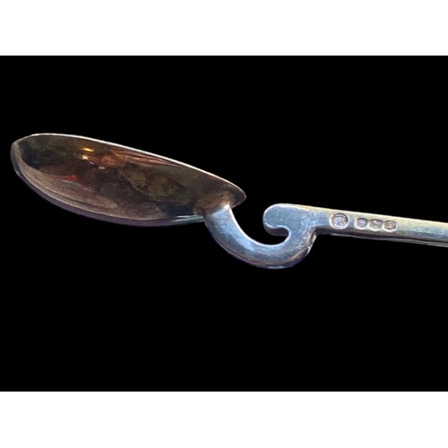 832A - A BIRHINGHAM SILVER COLLECTORS SPOONS & AN USUAL SHAPED SCOTTISH SPOON