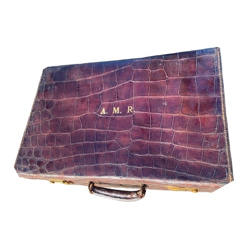 139 - A CROCODILE SKIN CASE 12.5 X 19.5 X 7