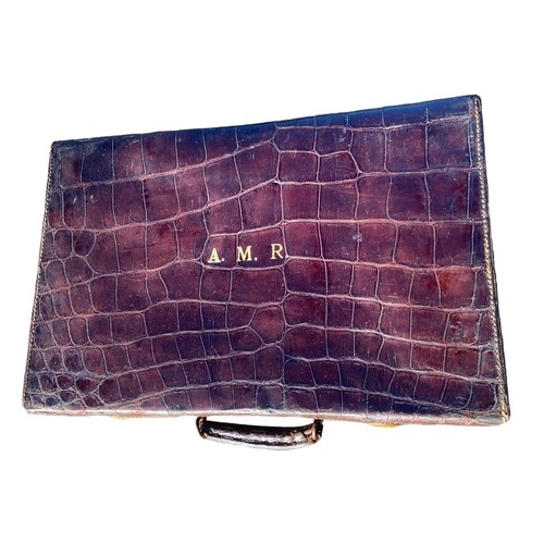 139 - A CROCODILE SKIN CASE 12.5 X 19.5 X 7