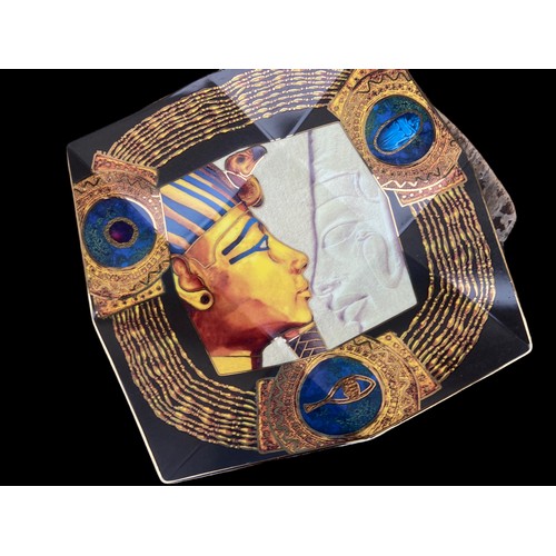 44 - EGYPTIAN PLATE AND 2 OTHERS