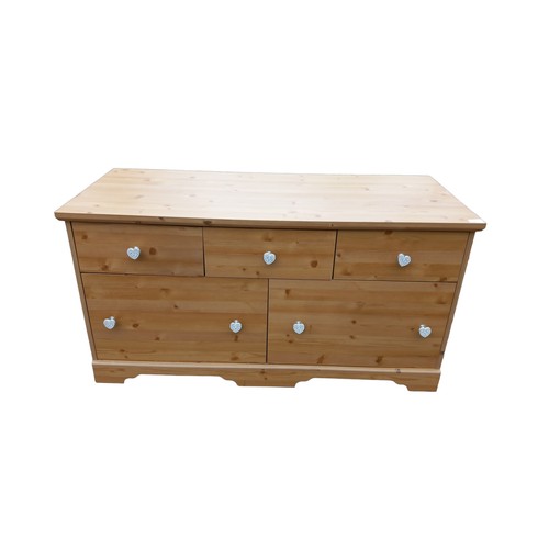 75 - A PINE EFFECT 5 DRAWER CHEST DRAWERS