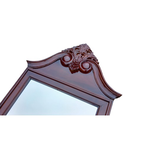 88 - A CARVED FRAME MAHOGANY BEVELL EDGE MIRROR 28x43