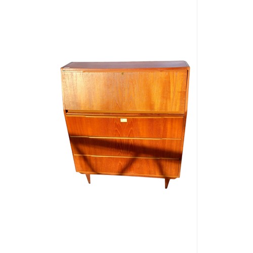 118 - A RETRO TEAK FALL FRONT WRITING BUREAU