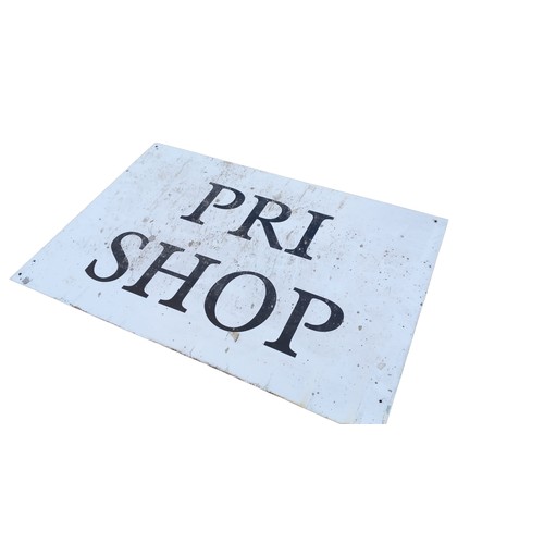 120 - AN ALUMINIUM PRI SHOP SIGN 36x26