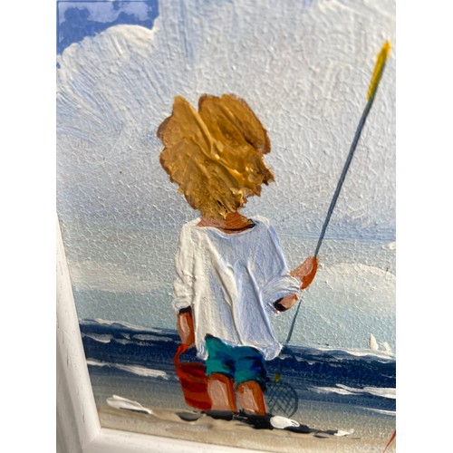 147 - BEACH DAYS AN OIL ON BOARD BY MICHELLE 11 x 9.5