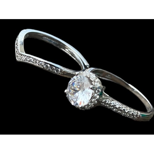 181 - SILVER ETENNA CRYSTAL RING AND SILVER WISHBONE RING