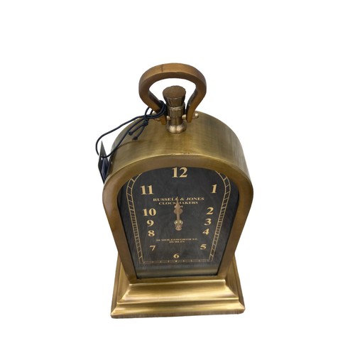 36 - A BRASS EFFECT FINISHED RUSSELL & JONES MANTLE CLOCK 16