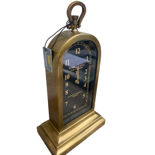 36 - A BRASS EFFECT FINISHED RUSSELL & JONES MANTLE CLOCK 16