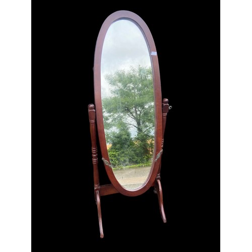 62 - A MAHOGANY CHEVAL MIRROR