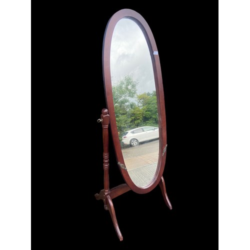 62 - A MAHOGANY CHEVAL MIRROR