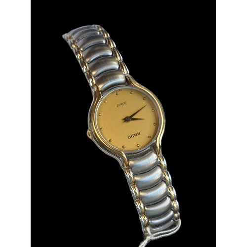 506 - A NEW RADO HDS QUARTZ IN BOX WITH PAPERS  IN STEEL AND GOLD