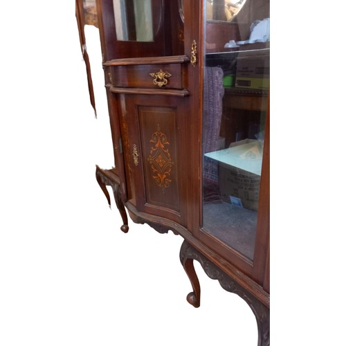 585 - AN ANTIQUE INLAID CABINET ON CABRIOLE LEG