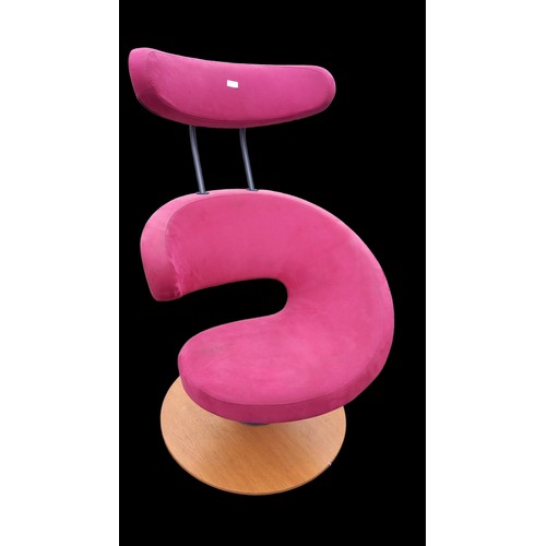 598 - PINK DESIGNER HIGH BACK CHAIR WITH FOOTSTOOL