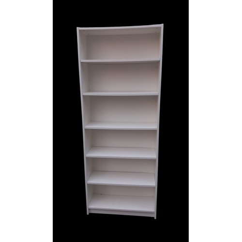 26 - A SET OF TALL WHITE OPENING SHELVING