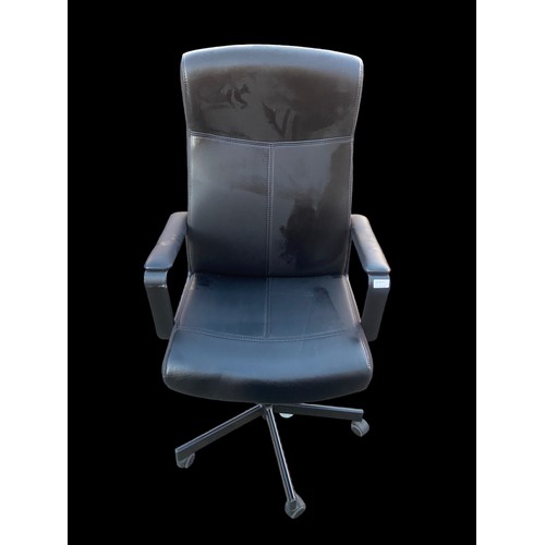 36 - BLACK LEATHER SWIVEL OFFICE CHAIR