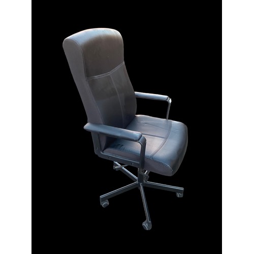 36 - BLACK LEATHER SWIVEL OFFICE CHAIR