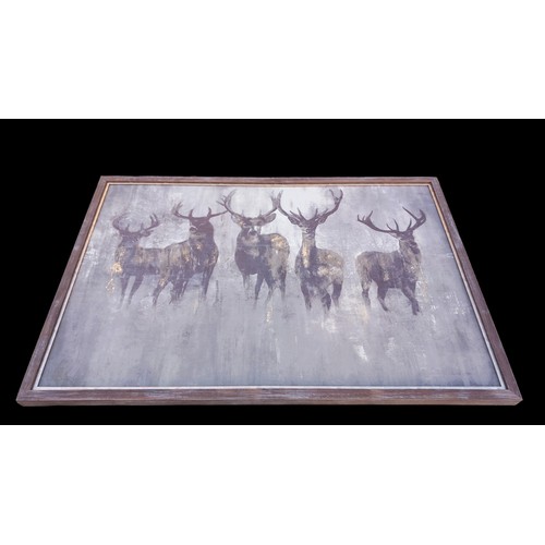 65 - A VERY LARGE STAG PICTUER WITH GOLD LEAF 62.5 X42.5