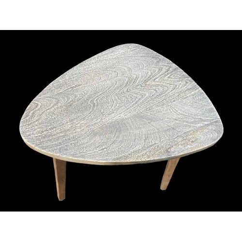 166 - A NEW NATURAL FINISHED SHAPED LAMP TABLE