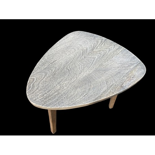 166 - A NEW NATURAL FINISHED SHAPED LAMP TABLE