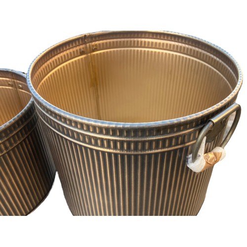 78 - 2 NEW GRADUATED BRONZED FINISH DRINKS BUCKETS/PLANTERS