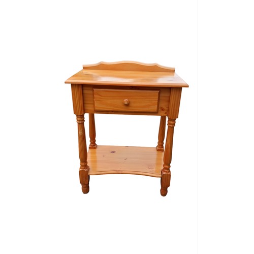 88 - A GALLERY BACKED PINE SINGLE DRAWER TABLE