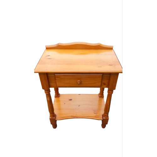 88 - A GALLERY BACKED PINE SINGLE DRAWER TABLE