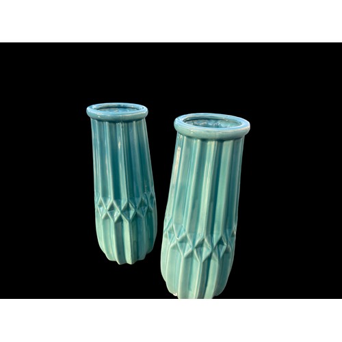 103 - A PAIR  OF NEW RETRO STYLE TURQUOISE VASE