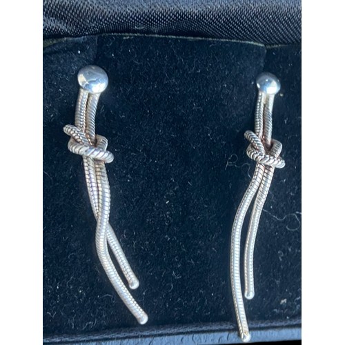 276 - PAIR OF SILVER ROPE KNOT EARRINGS