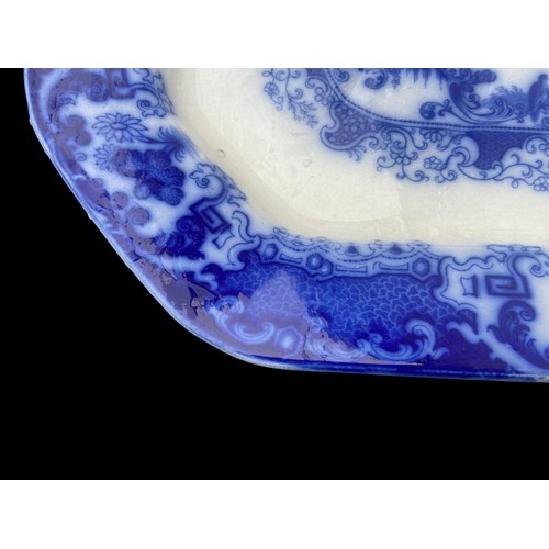 292 - A STUNNING ORIENTAL THEMED BLUE & WHITE TURKEY PLATTER CIRCA 1885