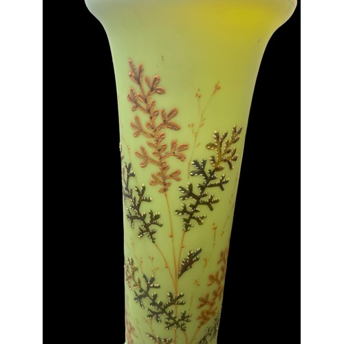 304 - A PAIR OF STUNNING BRISTOL GREEN HAND PAINTED VASE WITH A GILT OVERLAY