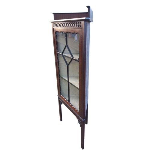 305 - MAHOGANY ASTRO GLAZED CORNER DISPLAY CABINET