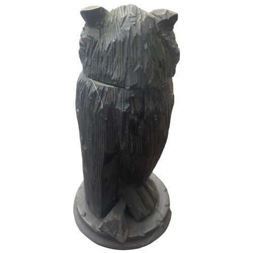 307 - A BOG OAK ARTICULATED (HEAD MOVES) OWL WITH GLASS EYES