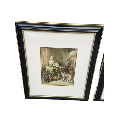 315 - 2 VINTAGE DOG ETCHINGS IN EBONY FRAMES WITH A GILT TRIM 19X16.5