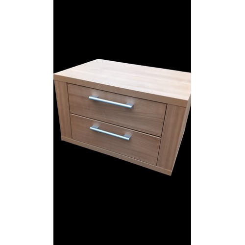 317 - A PAIR OF 2 DRAWER BEECH BEDSIDE CHESTS