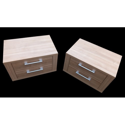 317 - A PAIR OF 2 DRAWER BEECH BEDSIDE CHESTS