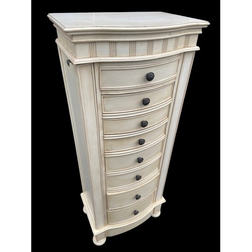 326 - A TALL MULTI DRAWERED AS NEW JEWLLERY CHEST OF DRAWERS