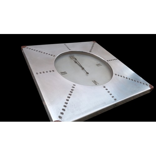 327 - SHOTGUN METAL SQUARE WALL CLOCK 3FT SQ