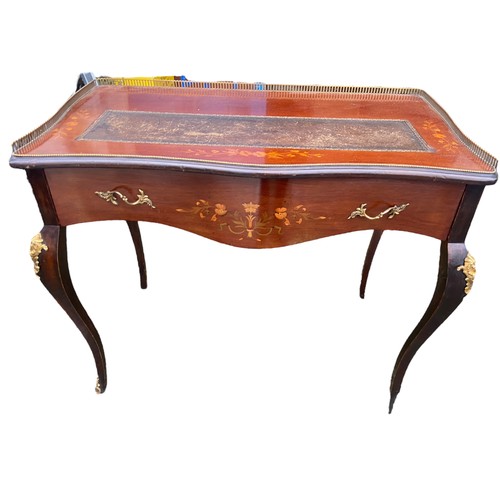 335 - A FRENCH  INLAID LEATHER TOP DESK