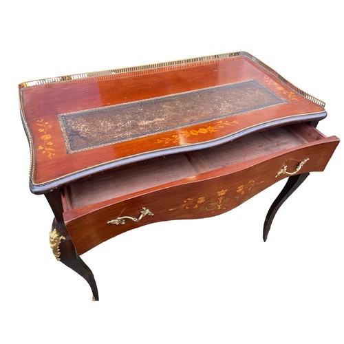 335 - A FRENCH  INLAID LEATHER TOP DESK