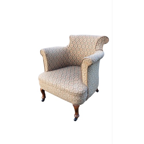 341 - VIC TAPESTRY TUB CHAIR ON CASTORS